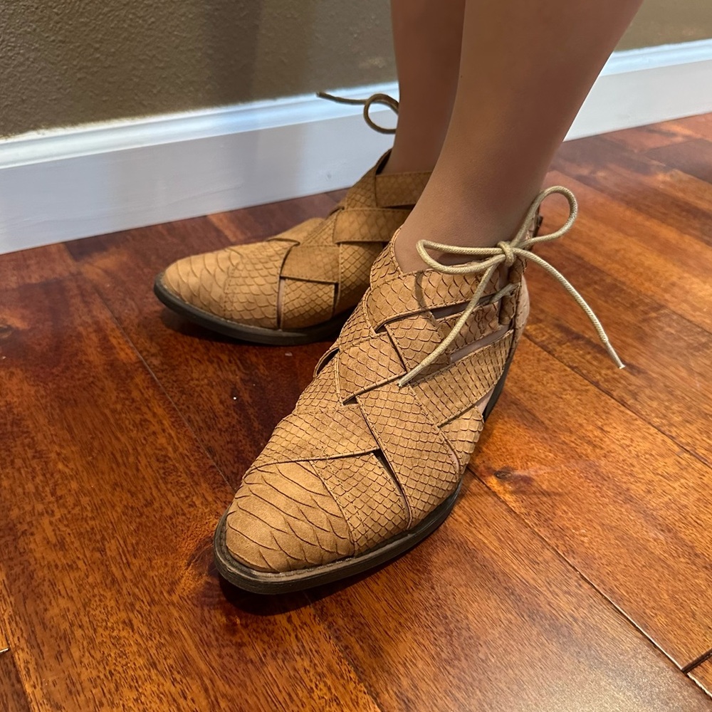Tan Strappy Booties - NEW